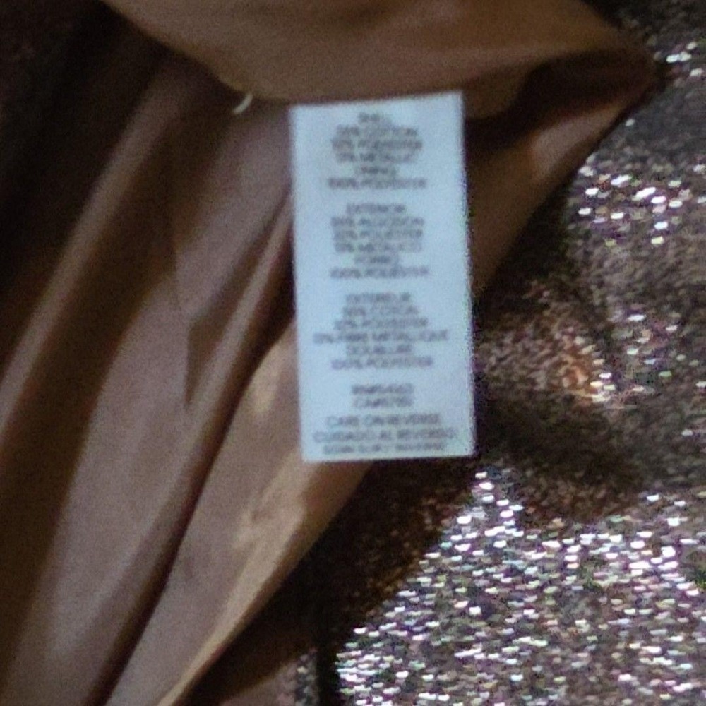 Calvin Klein High Low Dress Womens 8 Bronze Metallic V-Neck Sleeveless Gown - Picture 4 of 7